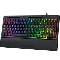 Redragon K515 SHIVA RGB membrānas spēļu tastatūra, 98 taustiņi, mehāniskā materiāla tastatūra ar gludu lineāro slēdzi, iebūvēti makro un īpaši multimediju taustiņi, noņemams plaukstas balsts, programmatūras atbalsts