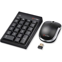 MCSaite ciparu tastatūras un peles kombinācija, 2.4G bezvadu mini USB ciparu tastatūras un peles kombinācija ar USB uztvērēju klēpjdatoram, galddatoram un piezīmjdatoram - ar vienu USB uztvērēju