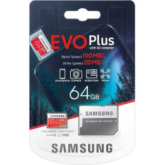 Samsung EVO Plus microSDXC Card 64GB UHS-Class 1, Class 10 with SD Adapter