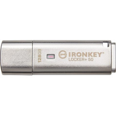 Kingston IronKey Locker+ 50 USB zibatmiņas XTS-AES šifrēšana datu aizsardzībai ar automātisku USBtoCloud dublēšanu IKLP50/128GB