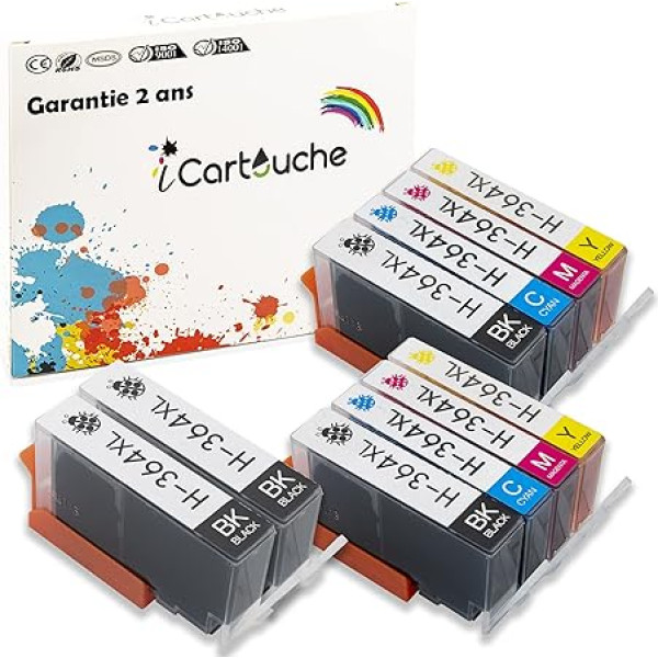 icartouche tintes kasetne saderīga ar HP 364XL Deskjet 3070 3520 Officejet 4610 4620 Photosmart 5510 5520 6510 6520 7510 7520 C3640 C5300 C5380 C5390 C6390 C633 000 C6340 C6350 C6380 (4BK 2C 2M 2Y)