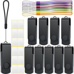 8GB USB zibatmiņas USB 3.0 atmiņas kartes USB 3.0 Memory Stick Pack of 10 Uflatek 8GB Memory Stick Black Flash Drive Rotate USB Flash Drive Metal Thumb Drive External Data Stick with Lanyard