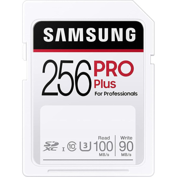 Samsung PRO Plus 256GB SDXC UHS-I U3 100MB/s lasīšanas ātruma atmiņas karte Full HD un 4K UHD MB-SD256H/EU