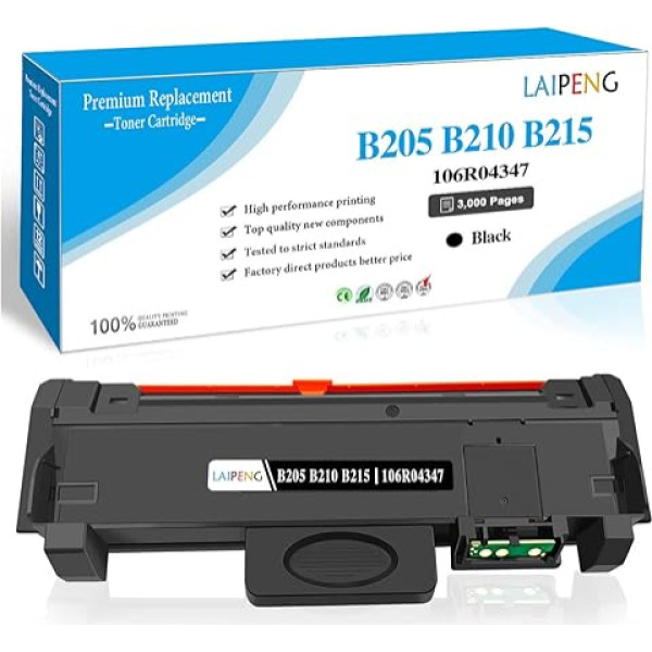 LAIPENG Saderīgs B205 B210 B215 tonera kārtridžs 106R04346 106R04347 Toneris 3000 lappušu priekš Xerox B210DNI B205DNI B205MFP B215DNI B215MFP printerim (melns)