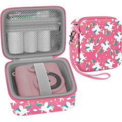 Leayjeen Kids Camera Case with Instant Printing (Tikai futrālis), Pink Unicorns, kabatas organizators