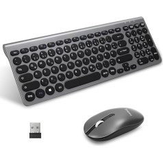 LeadsaiL, bezvadu tastatūras un peles komplekts, ergonomiska pele un tastatūra, bezvadu datora tastatūra un pele, vācu QWERTZ izkārtojums, klusas tastatūras un peles pogas, MacOS PC, klēpjdators, pelēks