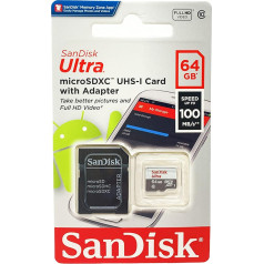 SanDisk Ultra 64GB Android microSDXC Speicherkarte bis zu 80 MB/Sek, Class 10, SDSQUNS-064G-GN3MN, Grau, Weiß