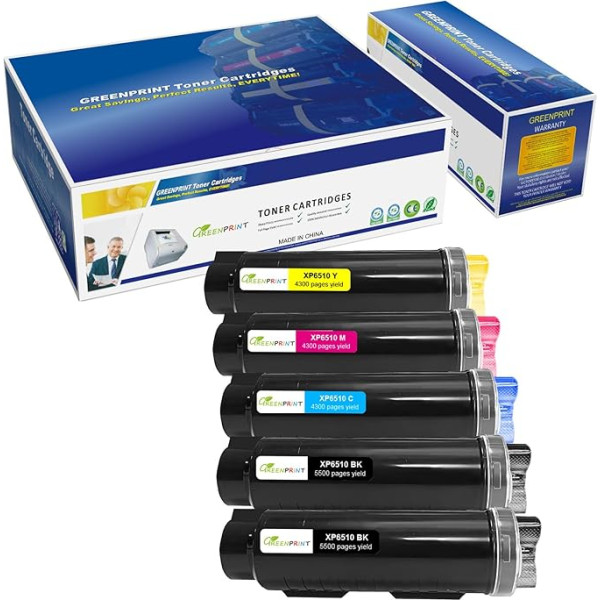 5 pakuotės suderinamų tonerių kasečių 6510 6515【Extra High Yield】 5500 Puslapių BK 4300 Puslapių C M Y Xerox 6510n 6510dn 6510dni 6510dnm 6515n 6515dn 6515dni 6515dni 6515dnm - pakuotė gali būti