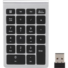 Goshyda bezvadu ciparu bloki, 22 taustiņi, pārnēsājama USB 2.4G Bluetooth ciparu tastatūra ar uztvērēju, finanšu grāmatvedības tastatūra klēpjdatoram, datoram, piezīmjdatoram (sudrabaini melna)