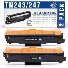 TONER EXPERTE Suderinamas Brother TN-247 TN243 toneris Brother HL-L3210CW Brother HL-L3270CDW Brother MFC-L3730CDN, 2 juodos spalvos x Suderinamas Brother TN-243