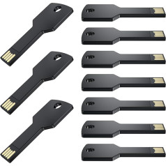 USB zibatmiņas zibatmiņas zibatmiņas disks 8GB Uflatek USB 2.0 Speicherstick 10 Stück Flash Drive Schwarz Memory Stick Metall Thumb Drive Ārējais datu nesējs dzimšanas dienā