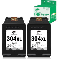 COLORETTO atjaunota tintes kasetne HP 304XL 304 XL (2 melnas krāsas) izmantošanai ar AMP 100 120 120 125 130 DeskJet 2600 2620 2621 (īpašais izdevums iekļauts 1 pildspalvas klips)