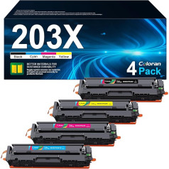 Coloran 203X CF540X suderinamas toneris HP 203X 203A CF540A HP M281fdw, skirtas HP Color Laserjet Pro MFP M280nw M281fdw M281fdw M281cdw M254dn M254dw M254nw M254nw (4 vnt.)