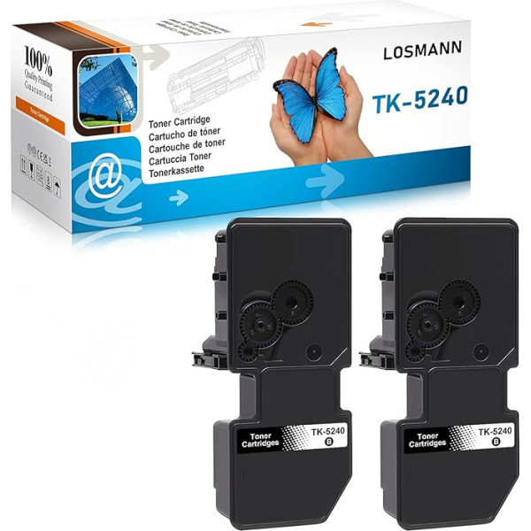 LOSMANN TK-5240 melna tonera kasetne, kas ir saderīga ar Kyocera TK5240 K priekš Kyocera Ecosys M5526cdw M5526cdn, Kyocera Ecosys P5026cdw P5026cdn, Kyocera Ecosys P5026cdw P5026cdn (2 melnas)