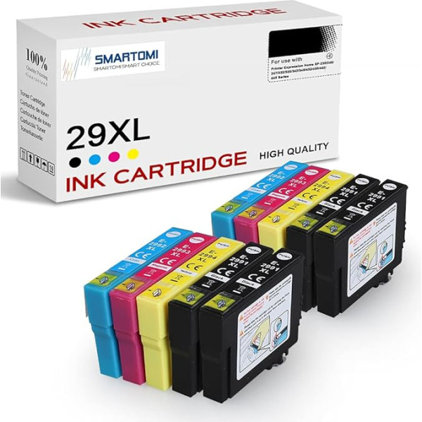 SMARTOMI 29XL 29XL kasetnes 10 multipakas, kas saderīgas ar 29XL Epson Epson Expression Home XP-342 XP-245 XP-442 XP-235 XP-335 XP-432 XP-435 XP-332 XP-345 XP-247 XP-445 printeriem