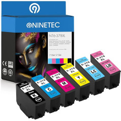 NINETEC NT6-378XL 6 x kasetnes, kas saderīgas ar Epson T3791-T3796 378XL | Expression Photo XP-15000 XP-8000 XP-8005 XP-8500 XP-8505 XP-8600 XP-86 | Melna 28 ml Krāsa 13 ml XL saturs