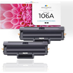 MADIANCE 106A W1106A Toneris Suderinamas su HP 106A toneriu HP 106A Toneris HP Laser MFP 135wg HP 107w Toneris HP Laser MFP 137fwg MFP 135w 135a HP Laser 107a MFP 107r HP Laser 137fnw Pakuotė 2 vnt., juodos spalvos