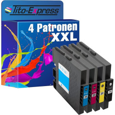 Tito-Express PlatinumSerie 4X Printera kasetne XXL ar mikroshēmu Saderīga ar Ricoh GC-31 Lanier GX e 3300 Series GX e 3300 N GX e 3300 N GX e 3350 N