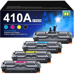 RUDGUZ 410A toneris suderinamas su HP 410X 410A CF410A CF410X CF411A CF412A CF413A, skirtas HP MFP M477fdw Toneris, skirtas Color Laserjet Pro MFP M477fdn M452nw M377dw M452dn M452dw M477dw M477dw w m477NW (4 pakuotės)