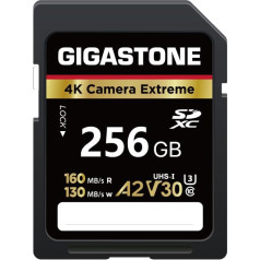 Gigastone A2 V90 256GB SDXC Memory Card 4K Extreme Series Speed 160MB/s Compatible with Canon Nikon Sony Panasonic U3 UHS-I Class 10 for 4K UHD Video + 1 Mini Bag