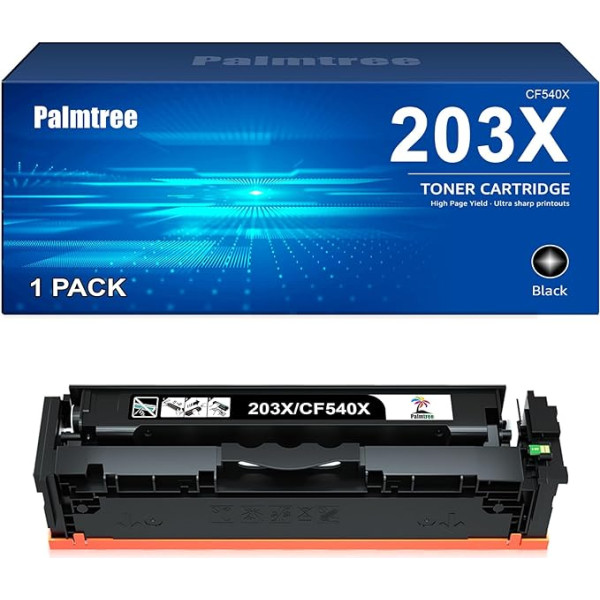 203X toneris, suderinamas su HP 203X 203A CF540X CF540A, skirtas HP Color Laserjet Pro MFP M281fdw M281fdn M280nw Color Laserjet Pro M254dw M254nw M254dw M254dn M281 M254 (1 pakuotė, juodas)