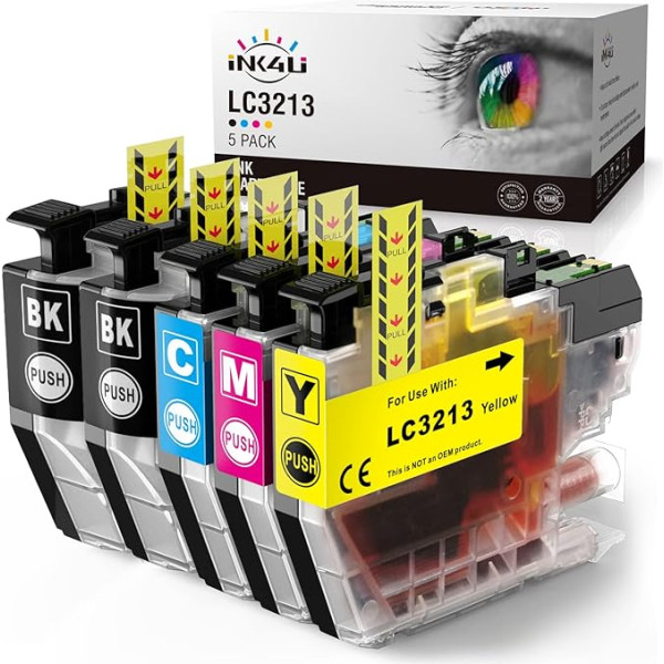 INK4U LC3213 spausdintuvo kasetės Brother LC-3213 LC3211 kasetės Brother DCP-J572DW DCP-J772DW DCP-J774DW Brother MFC-J497DW MFC-J491DW MFC-J890DW MFC-J895DW (5 vnt.)