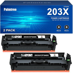 203X toneris, suderinamas su HP 203X 203A CF540X CF540A, skirtas HP Color Laserjet Pro MFP M281fdw M281fdn M280nw Color Laserjet Pro M254dw M254nw M254dw M254dn M281 M254 (2 vnt., juodas)