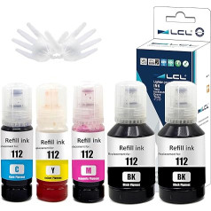 LCL Compatible Ink Cartridge 112 C13T06C14A C13T06C24A C13T06C34A C13T06C44A Replacement for Epson L6490 L6550 L6570 L6580 L11160 L15150 L15160 L15180 (5 Pack, Black Pigment 127 ml, CMY Pigment 70 ml)