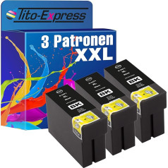 Tito-Express Platinum 3. sērijas XXL kasetnes, kas saderīgas ar Epson T3471 34XL | Epson Workforce Pro WF-3700 WF-3720 DW Series WF-3725 DWF WF-3720DW WF-3720DWF WF-3720DWF WF-3725DWF | Melna 30 ml katra