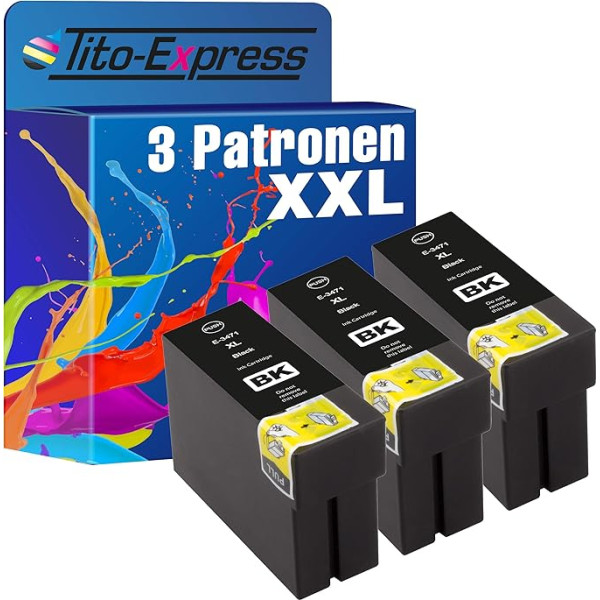 Tito-Express Platinum 3. sērijas XXL kasetnes, kas saderīgas ar Epson T3471 34XL | Epson Workforce Pro WF-3700 WF-3720 DW Series WF-3725 DWF WF-3720DW WF-3720DWF WF-3720DWF WF-3725DWF | Melna 30 ml katra