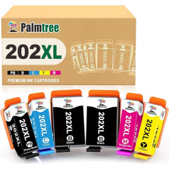 Palmtree 202 202 XL tintes kasetnes, kas saderīgas ar Epson 202XL tintes kasetnēm Epson Expression Premium XP-6000 XP-6005 XP-6100 XP-6105 XP-6001 XP 6105 XP 6100 XP 6000 (6 iepakojumi)