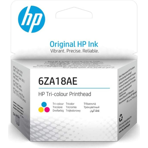 HP 6ZA18AE Krāsu oriģinālā drukas galviņa HP Smart Tank 455, 555, 570, 655, zilganzaļa/magenta/dzeltena, XL