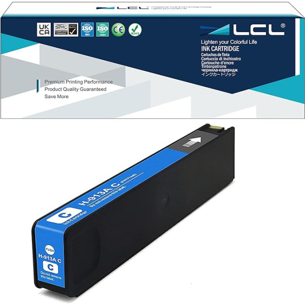 LCL atjaunota tintes kasetne 913A F6T77AE Pigmenta (1Cyan) saderīga ar HP PageWide 352dw MFP377dw 377dn Pro 352dn 452dn 452dw 452dw 452dwt 477dn MFP 477dw 477dwt 552dw 577dw dw 5777z MFP Vadāmie printeri