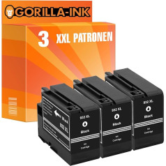 Gorilla-Ink 3 x XXL kasetne, kas saderīga ar HP 932 XL Black | Piemērots HP OfficeJet 6700 Premium 7510 7612 7610 7110 WF 6600 7600 6100 E 6600 sērijas 6100 E 6600 modelim