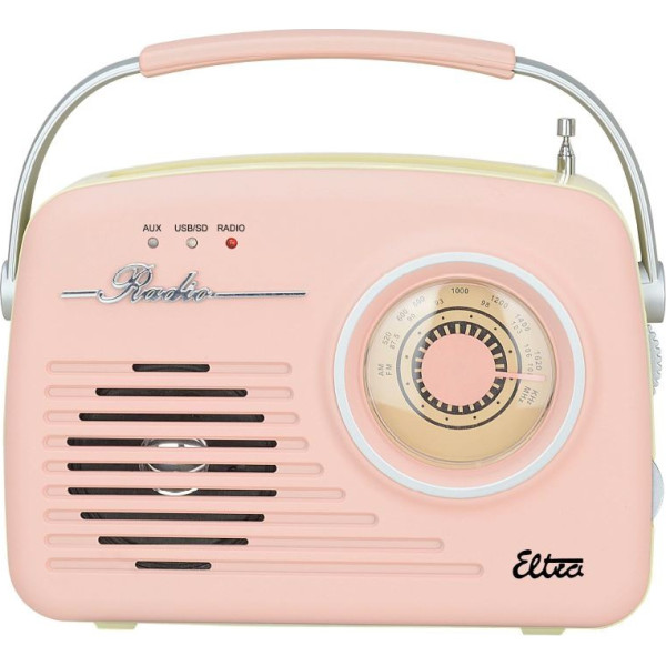 Radio luiza retro sp-11 mp3 mp3 usb sd rozā krāsā