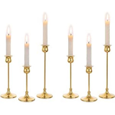 Nuptio Candle Holder Metal Gold - 2 Sets/6 Pieces Candle Holders for Taper Candles & Candle Stand Modern Wedding Party Table Decoration Candle Light Dinner Fireplace Decorations