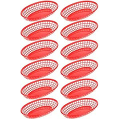 Cabilock Pack of 12 Serving Baskets, Bread Basket, Fruit Basket, Snack Bowl, Reusable, Stackable Chips Basket, Vegetable Basket, Snack Plates, Finger Food Bowls for Picnic, Appetizer