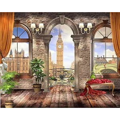 YEESAM ART DIY Oil Painting by Numbers Adults Children View of Big Ben in London from House Number Painting from 5 Oil Wall Art