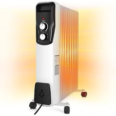 2500 W Energy Saving Oil Radiator - Electric Radiator with 11 Ribs, Integrated Timer, 3 Heat Settings, Adjustable Thermostat and Safety Shut-Off Function