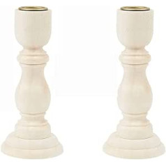 Shiwaki 12.5 x 6 x 2 cm Wooden Candle Holder Antique Craft Vintage Candle Stick for Dining Table Church Ornaments for Taper Candles, Ready to Stain, Painted or Oiled, 5 Inch Natural Wood Style