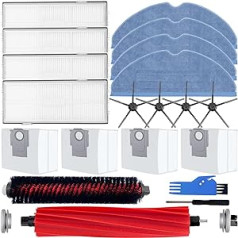 EATBALE priedų rinkinys, skirtas Roborock S7 Pro Ultra/S7 MaxV Ultra/S7 MaxV dulkių siurbliui, atsarginės dalys 1 pagrindinis šepetys, 1 savaime išsivalantis šepetys, 4 filtrai, 4 šoninis šepetys, 4 servetėlės, 4 dulkių maišeliai (18 vnt.)