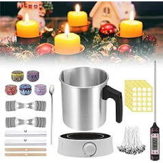 JoliJour Candle Set for DIY, Candle Making Set with Wax Melter, Electronic Heating Plate, Power 90-300 W Adjustable, Candle DIY Set with Digital Thermometer, with 1.2 L Melting Wax Cup