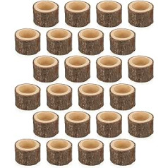 SUMNACON Pack of 24 Tea Light Holders Wooden Votive Candle Holder Candle Holder Candle Holder Decoration for Table Wedding Christmas Party Valentine's Day Home Decoration (4 cm, Brown)