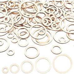 AHANDMAKER Pack of 1000 Natural Wood Rings, 5 Sizes Unfinished Wooden Circles Ornaments Blank Wooden Discs Connecting Ring Pendant for DIY Earring Making Home Decor, 10/20/30/40/50 mm