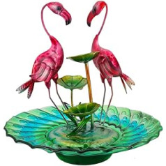abc HOME Indoor Fountain Flamingos Glass Metal 40 cm H