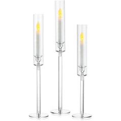 NUPTIO Candle Holder Glass Cylinder for Candles: Cone Candle Holder Taper Candles Taper Candle Holder, Acrylic Candle Holder Cylinder Shade Wedding Party Table Table Centerpiece Dining Room Decor, Set