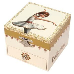 Trousselier 6260703 muzikinė dėžutė vaikams Balerina Švytinti papuošalų dėžutė su ištraukiamu stalčiumi papuošalų dėžutės laikymui