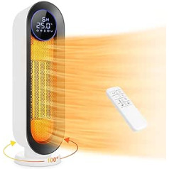 Ventilatora sildītājs, 100° oscilējošs elektriskais sildītājs, šķidro kristālu displejs, 2000 W termostata sildītājs, tālvadības pults, 1–12 stundu taimeris, aizsardzība pret pārkaršanu un sasvēršanos, miega režīms, enerģijas ta