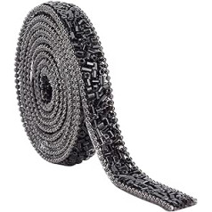 NBEADS 1 Yard Rhinestone Trim Hotfix lente, 10 mm plata griezuma aplikācija, šūšana, slīpēta kalnu akmens lente ar stikla caurules krellēm, kāzu kostīmu jostas dekorēšanai, melna