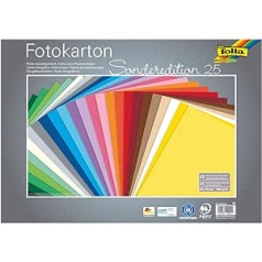 folia 61/25 99 Photo Card Mix 50 x 70 cm, 300 g/m², 25 Sheets Assorted in 25 Colours – Ideal Basis for Numerous Craft Ideas